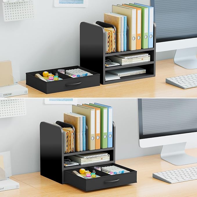 Desk File Organizer for Home, Wooden Frame Desktop Storage Solution for Office - Image 2