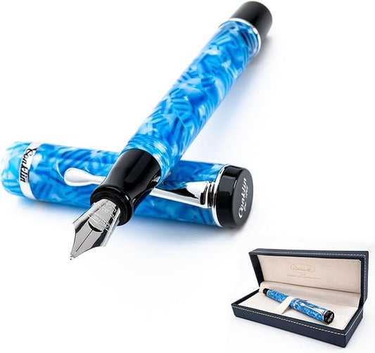 Conklin Duragraph Fountain Pen Ice Blue - Fine Nib, Elegant Writing Instrument with Cool Blue Finish-DeskLoop Office