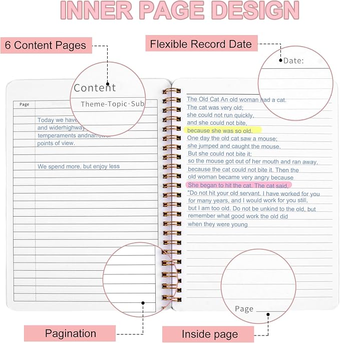 Utron Spiral Notebook For Women & Men, 5.9 x 8.3” College Ruled Notebook For - Image 4