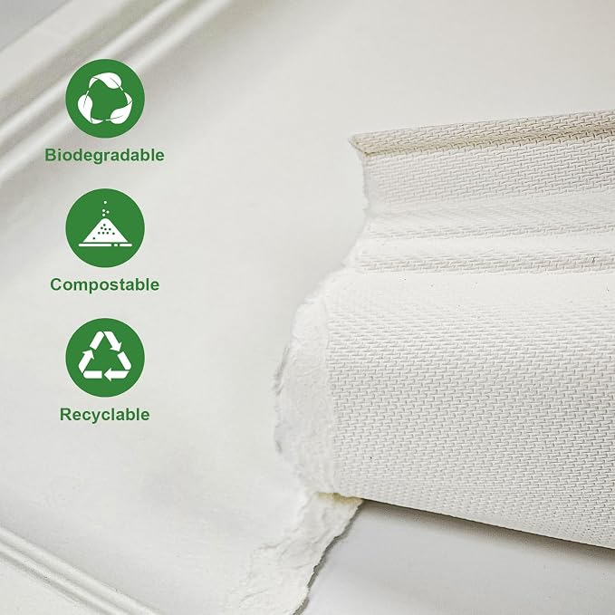 60 Pack White Disposable Food Trays, 14INCH Extra Large Disposable Plates - Image 5