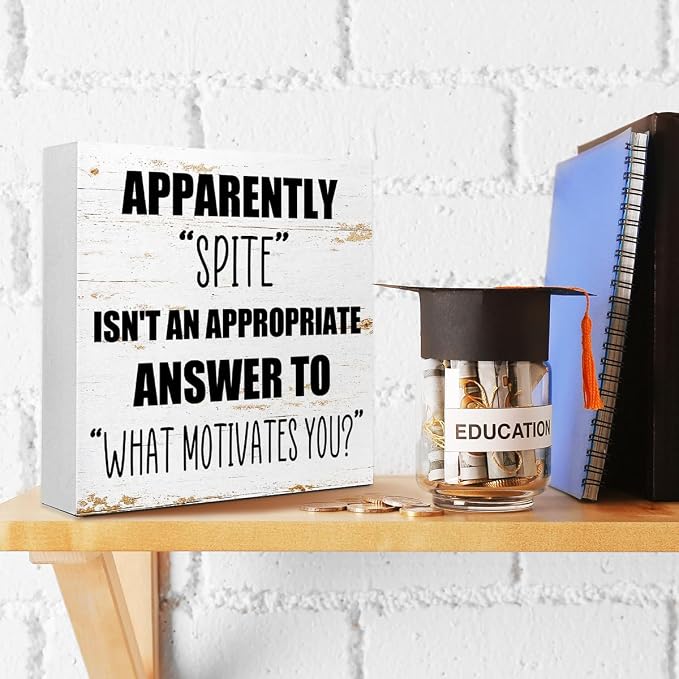 Office Wooden Box Sign Spite Isn't An Appropriate Answer 5x5x1 INCH Sign - Image 4
