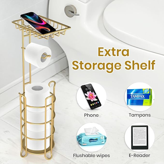 Gold Toilet Paper Holder Stand - Image 2