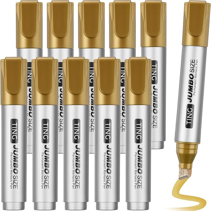 Fuutreo 10 Pack Jumbo Permanent Markers Bulk Large Chisel Tip Permanent Markers by Fuutreo