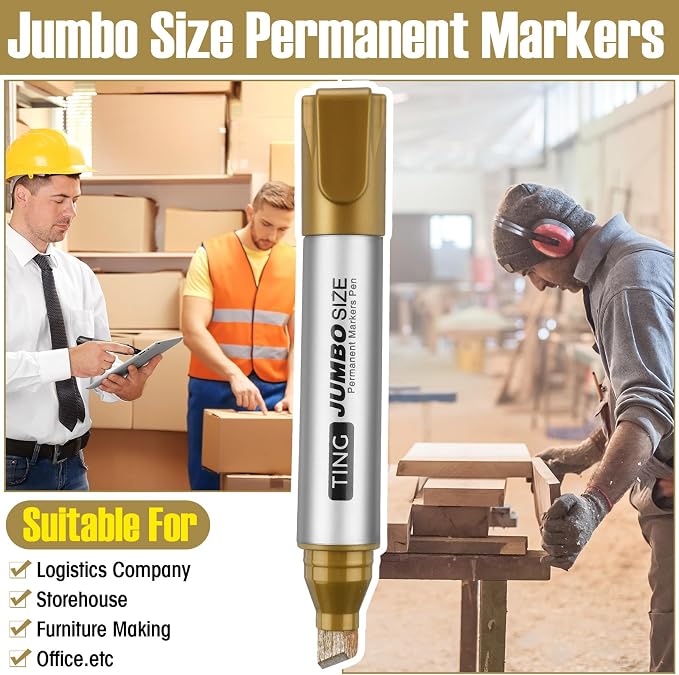 Fuutreo 10 Pack Jumbo Permanent Markers Bulk Large Chisel Tip Permanent Markers - Image 5