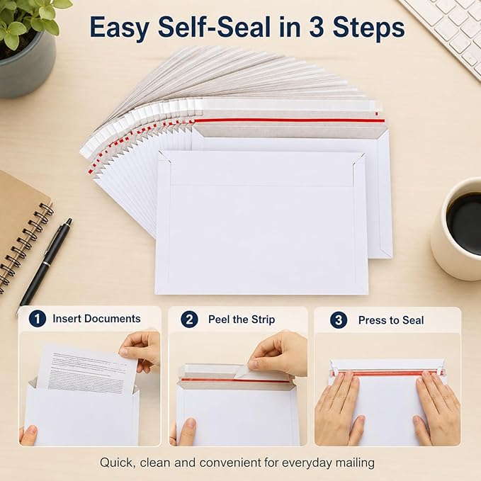 RHBLME 100PCS Stay Flat Mailers, 6x10 Inch Rigid Mailers Cardboard Envelopes - Image 5