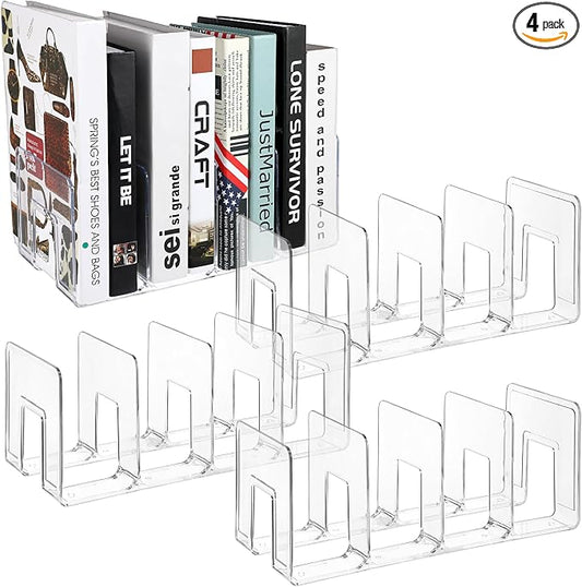 Lemecima 4 Pack Acrylic File Sorter, 4-Section Clear Desktop File Folder Holder by Unknown
