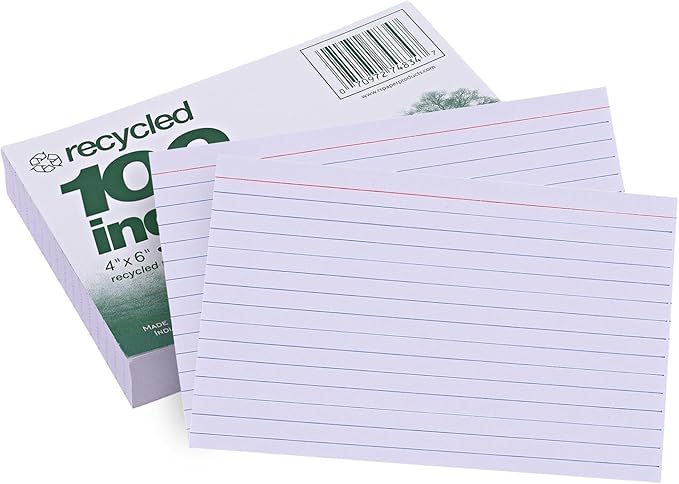 Roaring Spring Recycled Index Cards 4"x6", Smooth 100# White Recycled Index by RoaringSpringPaperProducts