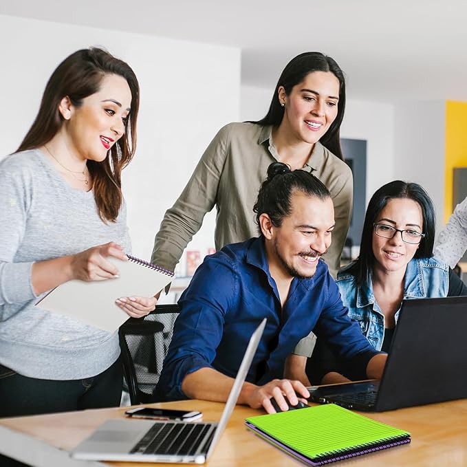 6 Pcs Legal Pad Top Spiral Bound Notebook 70 Sheets Wirebound Notepad Double Sided Ruled Memo Steno Book with Stiff Back Cover for Business(8.5 x 11 Inches,No Holes,Bright Colors)-DeskLoop Office