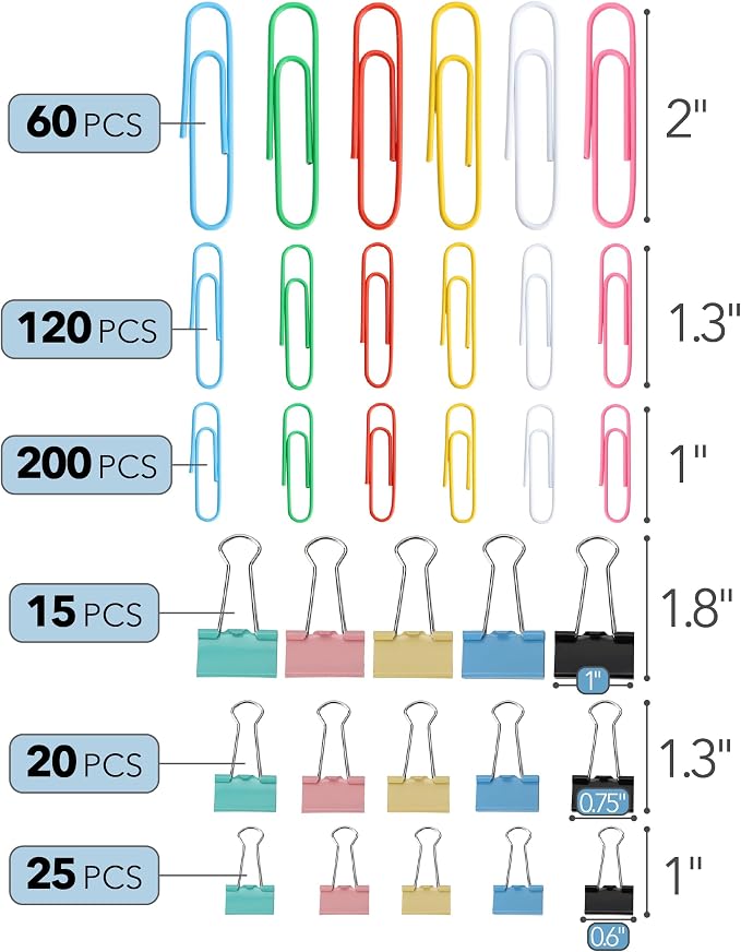 Mr. Pen- Paper Clips and Binder Clips Set, Office Supplies - Image 2