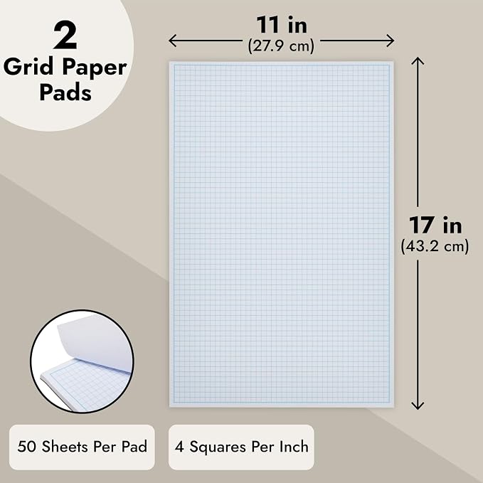 Bright Creations 2 Pack Engineering Graph Paper Pads, 11x17 Quadrille Grid Paper - Image 4