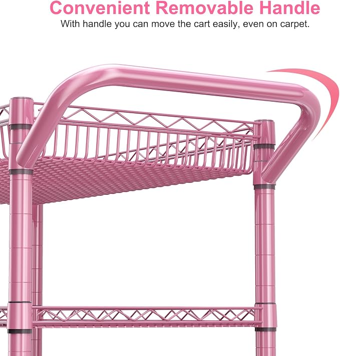 WDT Pink Rolling Utility Cart - Image 6