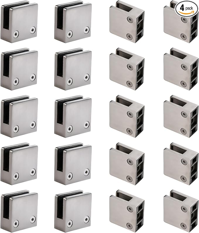 GOSURE 4PCS Adjustable Glass Shelf Bracket, 1/3"-1/2" 304 Stainless Steel by Unknown