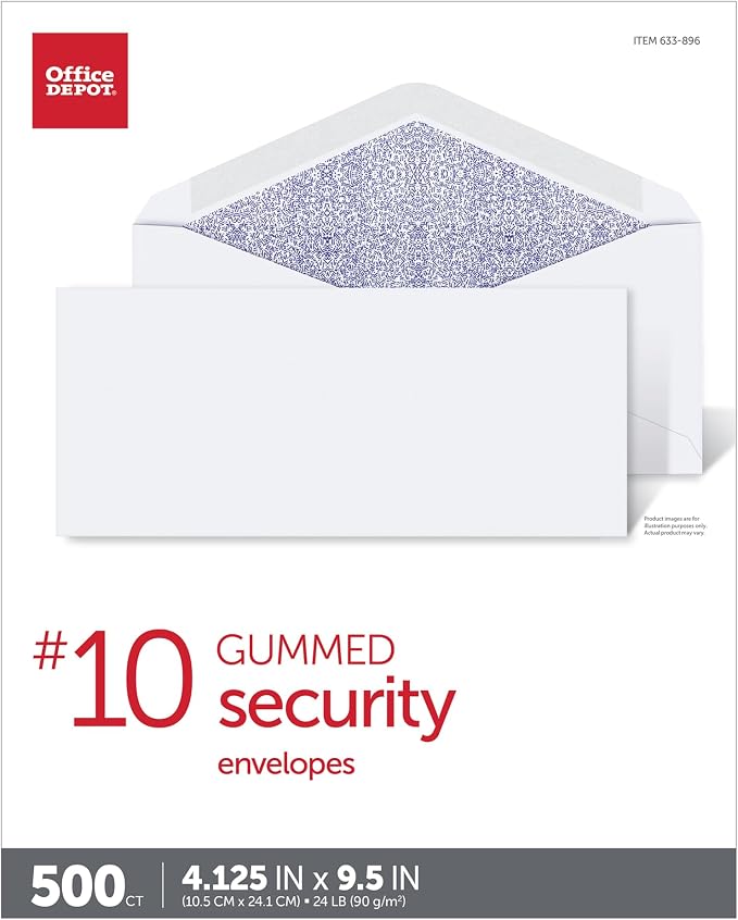 Office Depot Security Envelopes, Box of 500 - Image 4