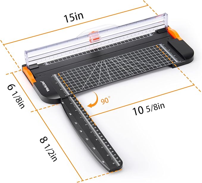WORKLION Paper Cutter - A4 Paper Craft Cutter with Security Blade for Cut Gift Card, Coupon, Label, Cardstock, Photo, 12 inch Black Office Paper Trimmer-DeskLoop Office