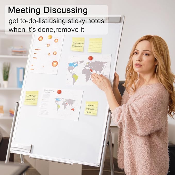 48 Pack 3840 Sheets Lined Sticky Notes 3X3 in Ruled Self Sticky Note Pads 80 Sheets/pad Colorful Sticky Notes with Lines Post Notes for Office, Home, School, Meeting-DeskLoop Office