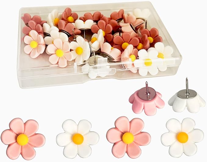 Flower Cute Push Pins for Bulletin Board Decorations, Office Decor for Women by Supfoxer