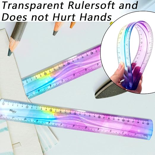 2 PCS 12 Inch Flexible Ruler, Bendable Plastic Ruler, Soft Bendable Gradient - Image 6