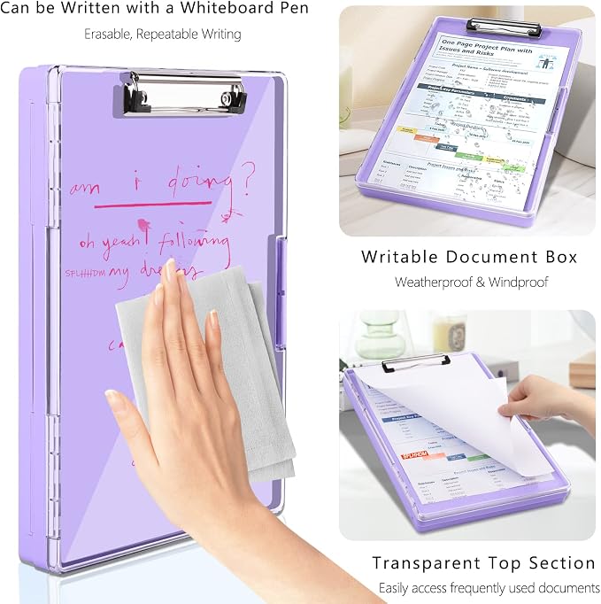 SFLHHDM Clipboard with Storage, Heavy Duty Clip Boards 8.5x11 with 2 Storage - Image 3