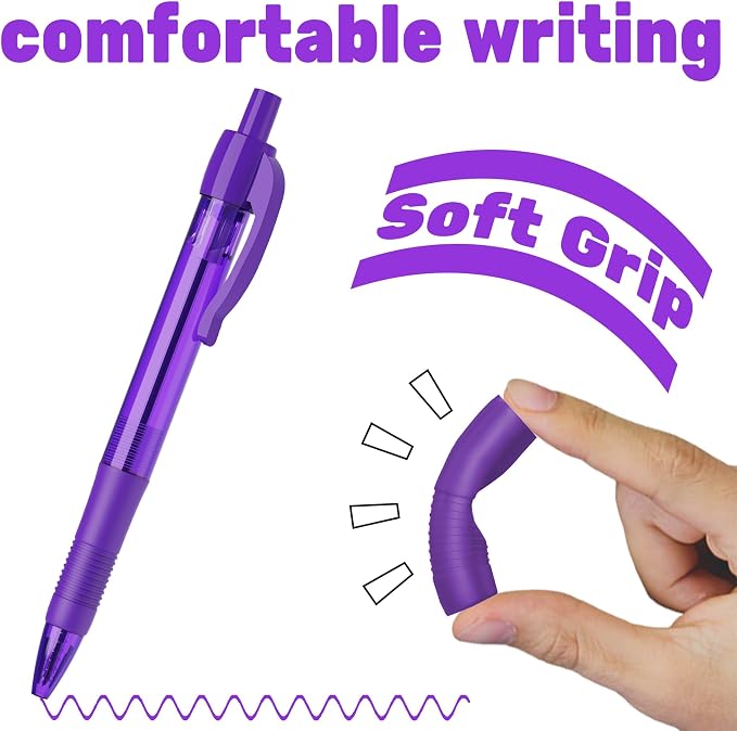 deegtran Pens Bulk, 30 Pack No Bleed Purple Ink Click Pens - Image 4