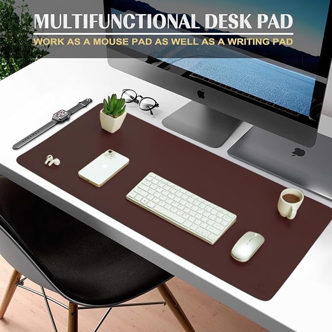 K KNODEL Large Office Leather Desk Mat, Mouse and Keyboard Pad, Computer and - Image 2