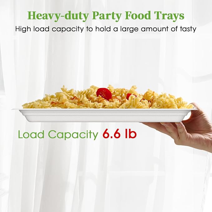 ECOLipak 100 Pack 14 Inch Disposable Food Crawfish Trays, Compostable Large - Image 6
