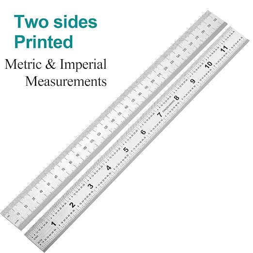 6-Pcs Stainless Steel Ruler Set – 6", mm & 0.5mm Markings – - Image 2