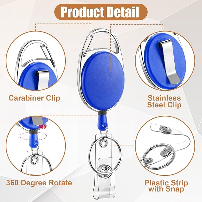 Laumoi 80 Pcs Retractable ID Badge Holder Name ID Badge Reel Clips Keychain - Image 3