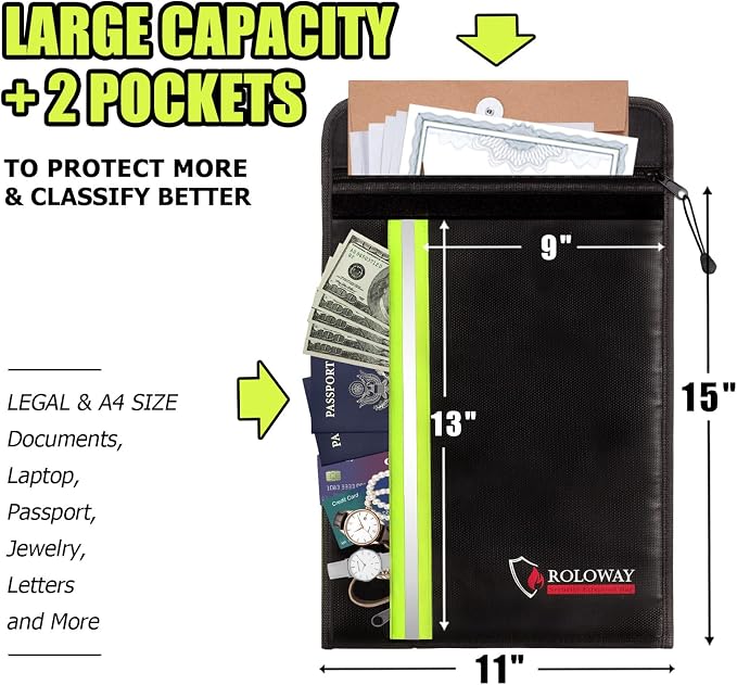 ROLOWAY Fireproof Envelope for Cash, Legal Documents Safe - Image 2