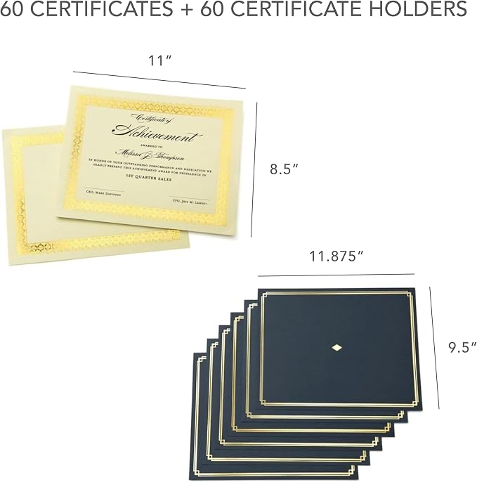Gartner Studios Certificate Kit, 60 Black Holders + 60 Papers, Quality ivory - Image 2