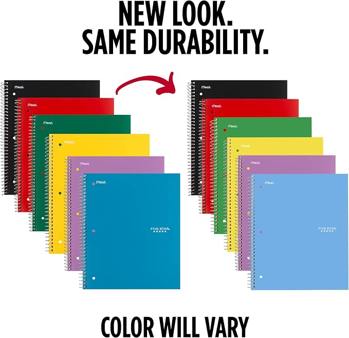 Five Star Spiral Notebook + Study App, 6 Pack, 1 Subject, Wide Ruled Paper - Image 2