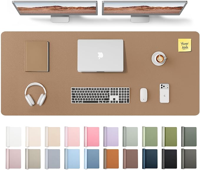YSAGi Leather Desk Pad Protector, Office Desk Mat, Large Mouse Pad, Non-Slip PU by YSAGi
