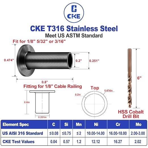 CKE 100 Pack T316 Stainless Steel Black Protector Sleeves - Image 3