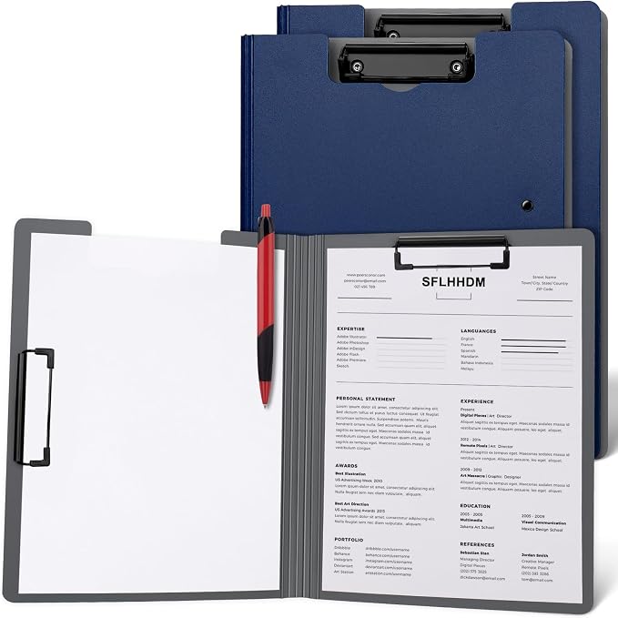 SFLHHDM 2 PCS Clipboards Foldable, Folding 360°Cover Folder Clipboard, Plastic by SFLHHDM