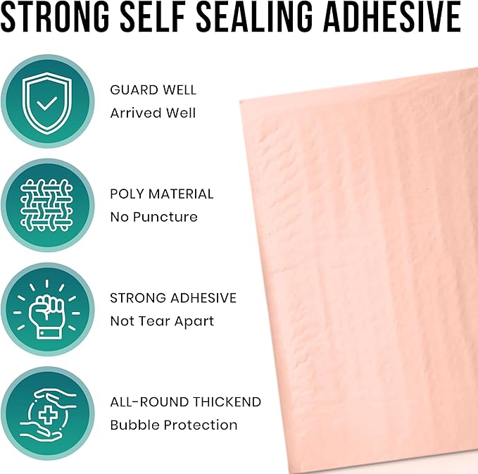 Levex - #0000 4" x 6" [5 Pack] Light Pink Poly Bubble Mailers, Padded Envelope Mailers, Packing Envelope & Mailing Bags for Shipping-DeskLoop Office