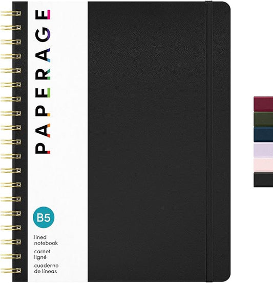 PAPERAGE Lined Spiral Journal Notebook, 160 Pages, Large B5 Hardcover Journal by PAPERAGE