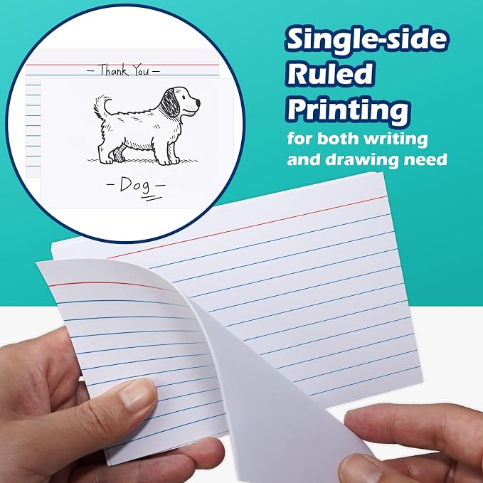 Index Cards 4x6 Lined Ruled Flash Note Cards 4" x 6", 220 GSM Heavy Weight - Image 5