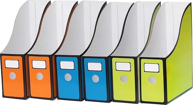 Simple Houseware 6-Pack Magazine File Holder Box, Foldable Cardboard Organizer - Image 3