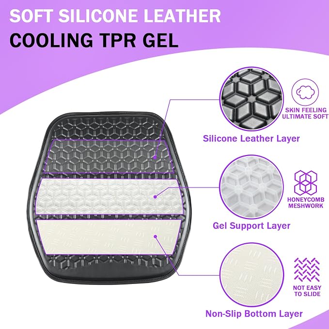 Thin Gel Seat Cushion for Car Seat, Office Chair, Wheelchair, Golf Cart - Image 3