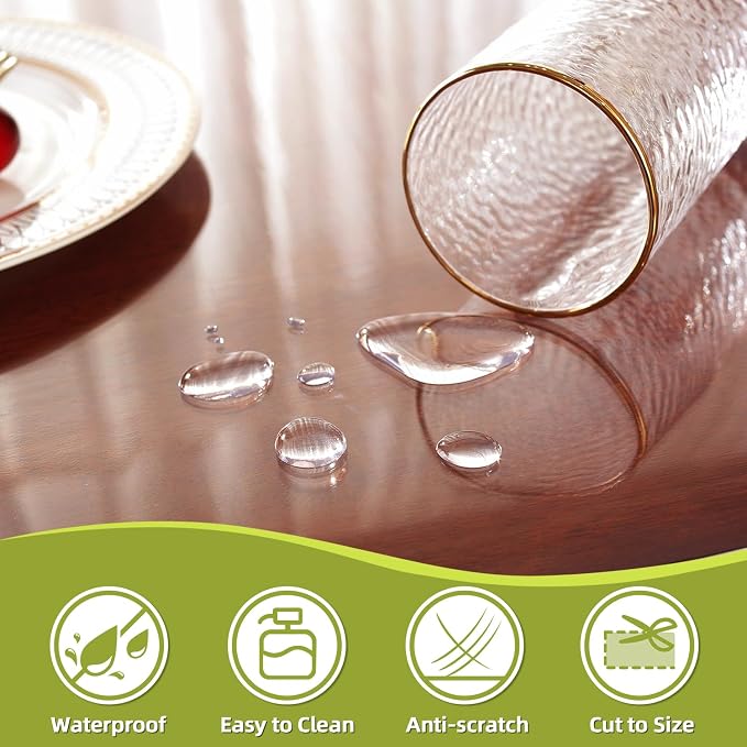 OstepDecor Clear Table Cover Protector 28 x 72 Inch, 1.5mm Thick Plastic Table - Image 3
