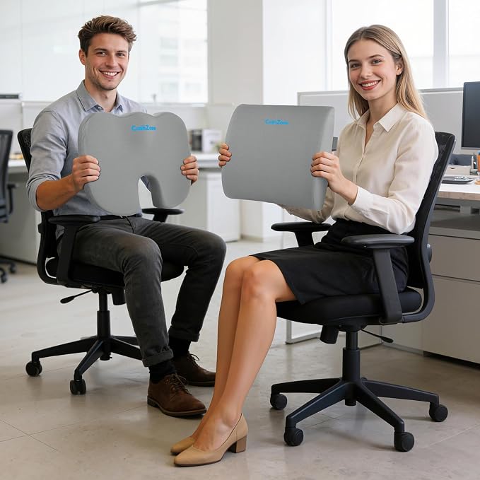 CushZone Ergonomic Seat Cushion & Lumbar Support Pillow - Image 7