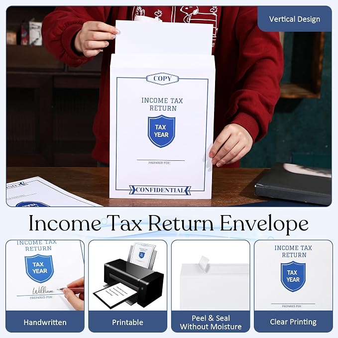 Skyygemm 50 Pcs 9 x 12 Inch Tax Return Envelopes and Tax Return Folders Set 25 - Image 3