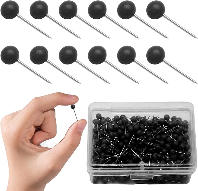 500Pcs Black Map Pins, 1/8 Inch Map Tacks, Round Ball Head Map Push Pins - Image 7