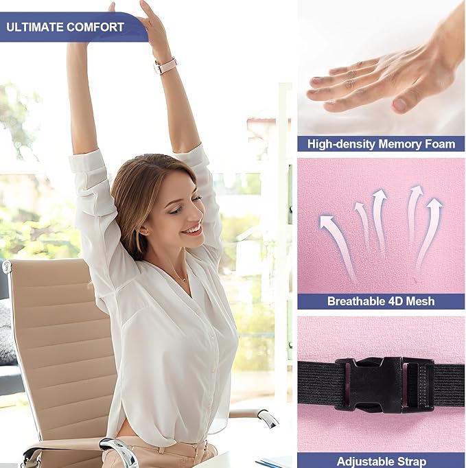 BYMECOST Lumbar Support Pillow for Car, Memory Foam Car Seat Back Support - Image 5