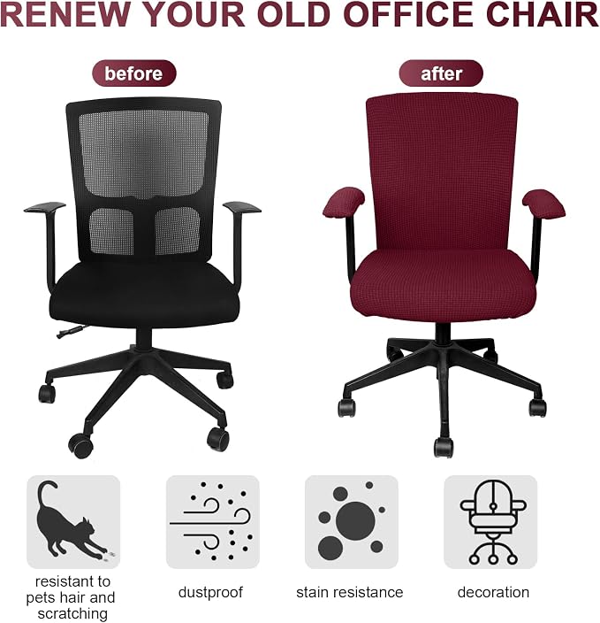 Tallew 4 Pcs Office Chair Covers Set Computer Universal Protective Stretchable - Image 4