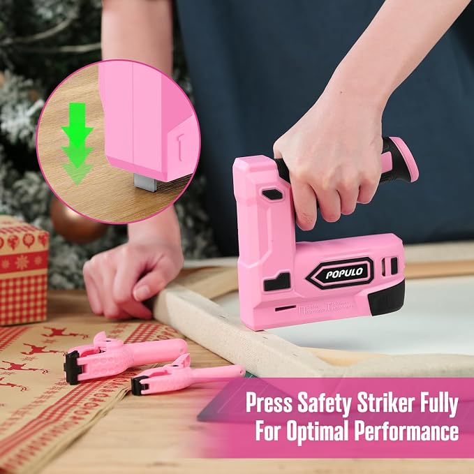 POPULO Pink Electric Staple Gun, 4V Cordless Battery Powered Staple Gun - Image 5