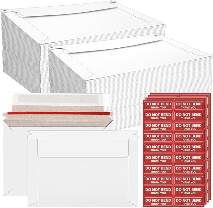 80 Pack 6.5x4.5 inch Rigid Mailers, Self Seal Photo Envelopes Protective Flat by Cmkura