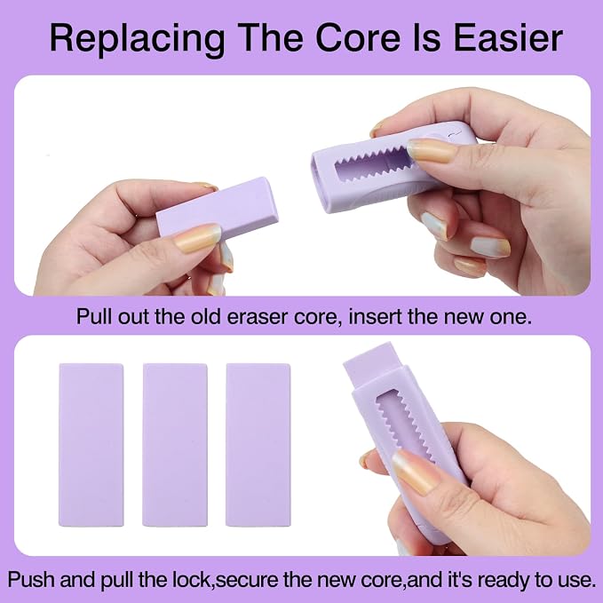 3+1 Pack Retractable Erasers – Soft Rubber Push-Pull Pencil Erasers - Image 3