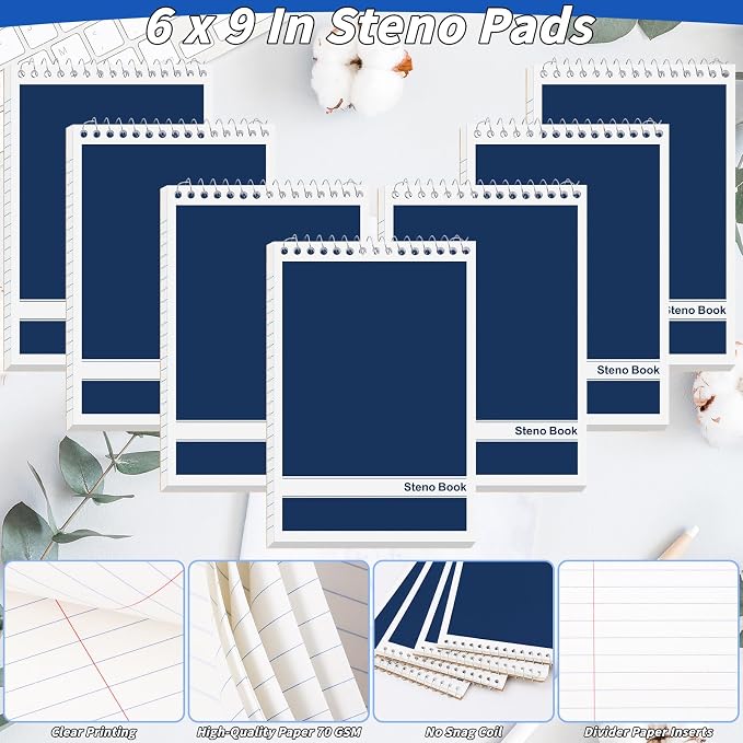 16 Pack Steno Pads 6 x 9 in Top Spiral Notebook Bulk Pack 960 Total Sheets - Image 3