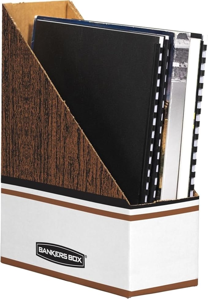 Bankers Box Magazine File Holders, Oversized Letter, Wood Grain, 12 Pack - Image 7