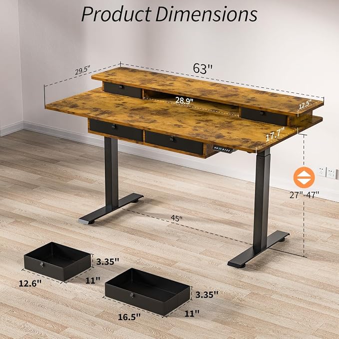 Kingant 63 x 30 Inch Electric Standing Desk - Image 3